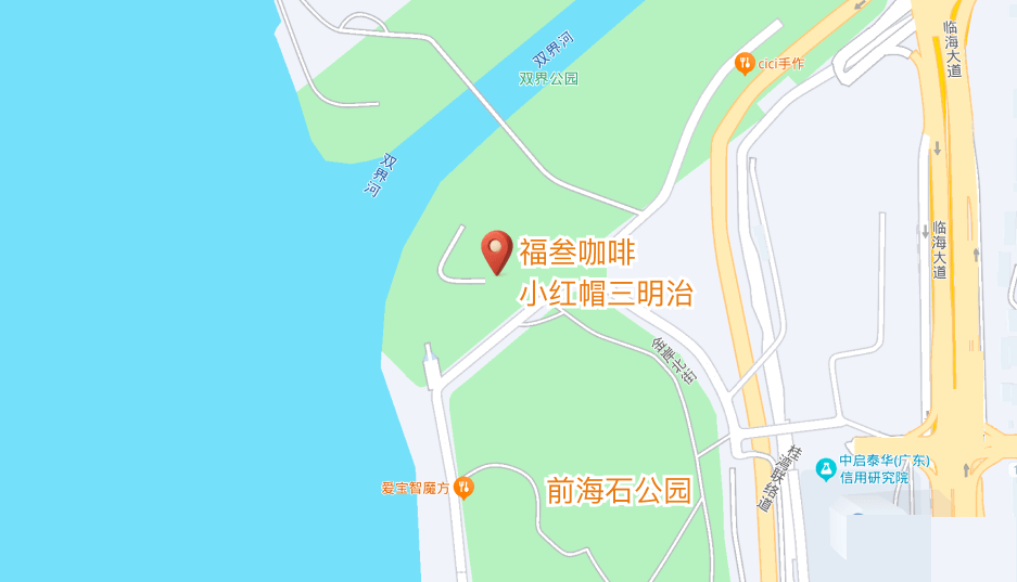 福叁咖啡与前海石公园位置地图